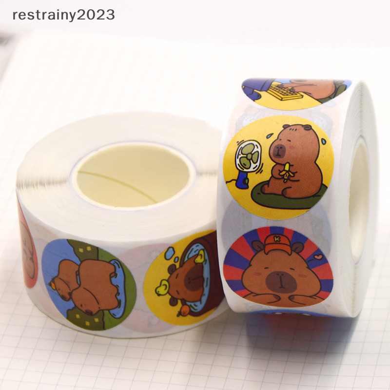 [restrainy] สติกเกอร์ ลายการ์ตูนสัตว์น่ารัก สําหรับติดตกแต่งกระเป๋าเดินทาง แล็ปท็อป 500 ชิ้น ต่อม้วน [TH]