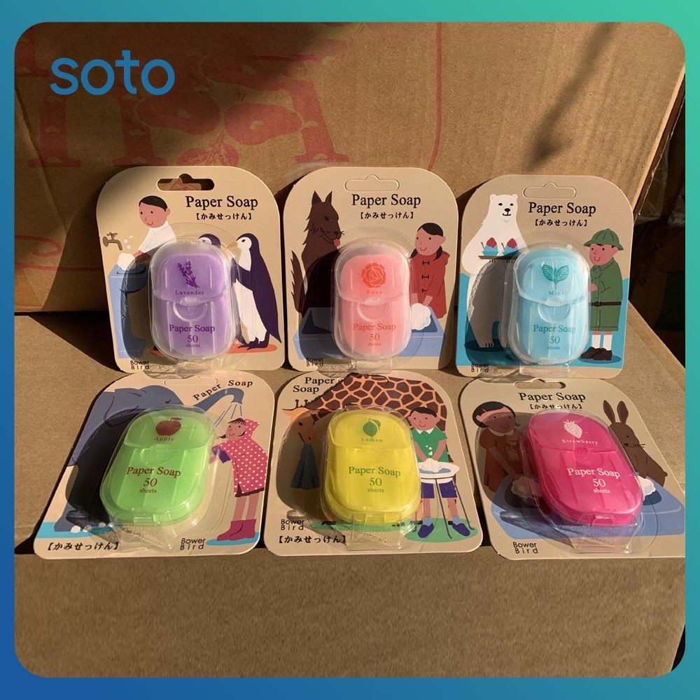 ♫ 50 ชิ้น/กล่องสบู่ล้างมือพกพาแบบใช้แล้วทิ้ง สําหรับเดินทาง ขนาดกะทัดรัด อุปกรณ์ห้องน้ํา