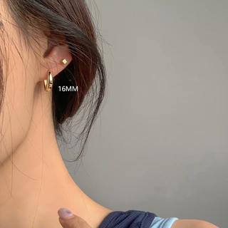 ต่างหูห่วง ชุบเงิน S925 จี้รูปกอดกว้าง สไตล์โกธิค เรียบง่าย เครื่องประดับ สําหรับผู้หญิง และผู้ชาย