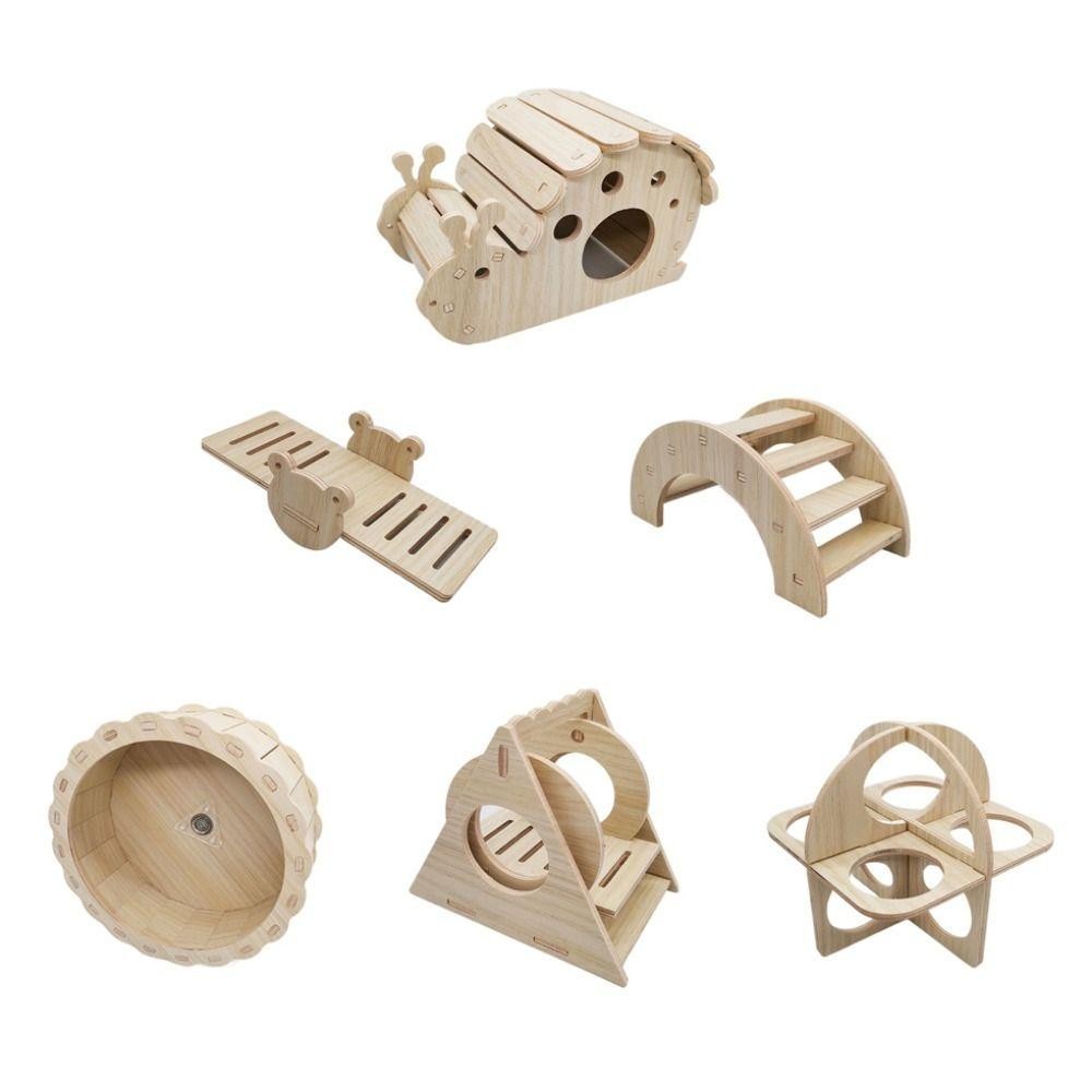 ประกายไฟ หนูแฮมสเตอร์ไม้เนื้อแข็งบ้านขนาดเล็ก,กระดานหกหนูแฮมสเตอร์แบบถอดได้ บันไดรังหนูแฮมสเตอร์, รังนอนหนูแฮมสเตอร์ ทําเอง สัตว์เลี้ยงขนาดเล็กวิลล่าสัตว์เ