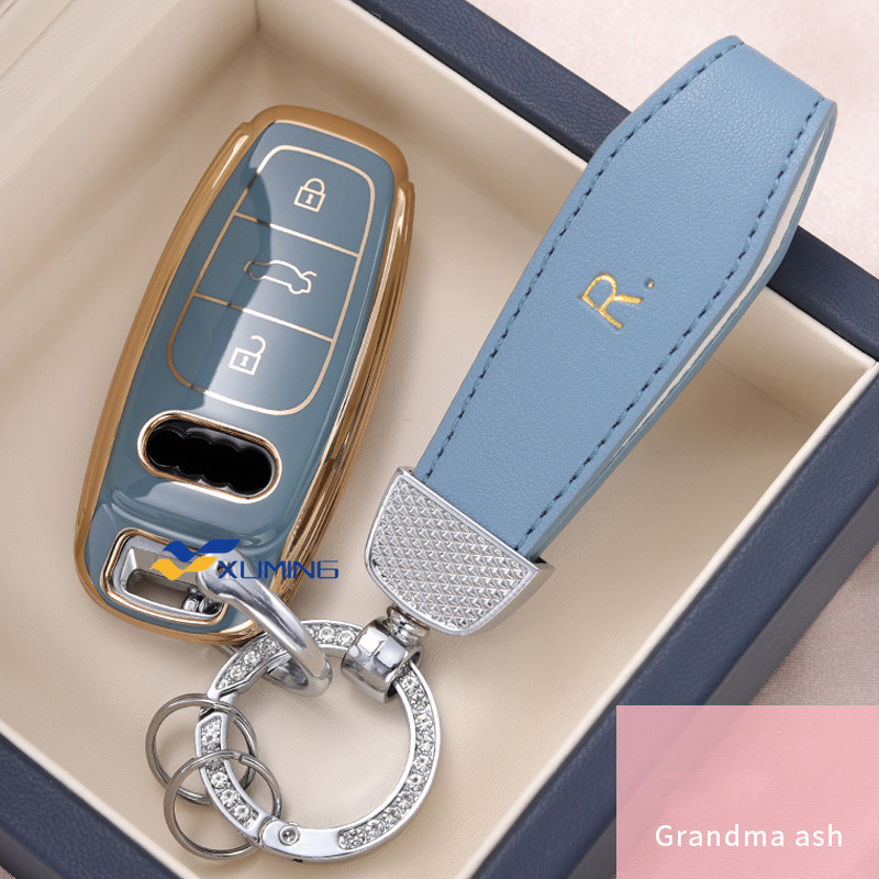 Xm-new TPU รถ Remote Key สําหรับ Audi A6 A7 A8 E-tron Q5 Q8 C8 D5 Golden Edge Keyless ผู้ถือ Fob พวง