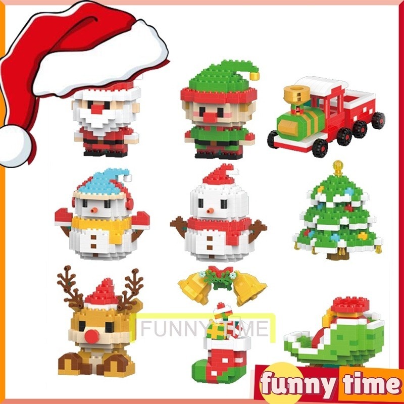 ของขวัญคริสต์มาส Santa Elk Elf Nano Building Blocks Christmas Serie Kids Building Block ของเล่น