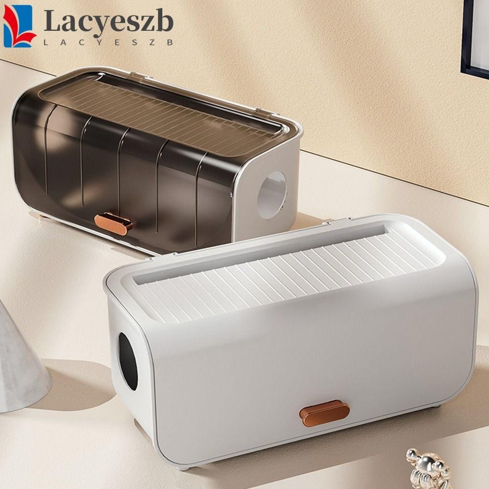 Lacyeszb กล่องเก็บสายไฟ ซ็อกเก็ต ที่ชาร์จ พลาสติก หรูหรา พร้อมฝาปิด กล่องเก็บสายไฟ แบบตั้งโต๊ะ