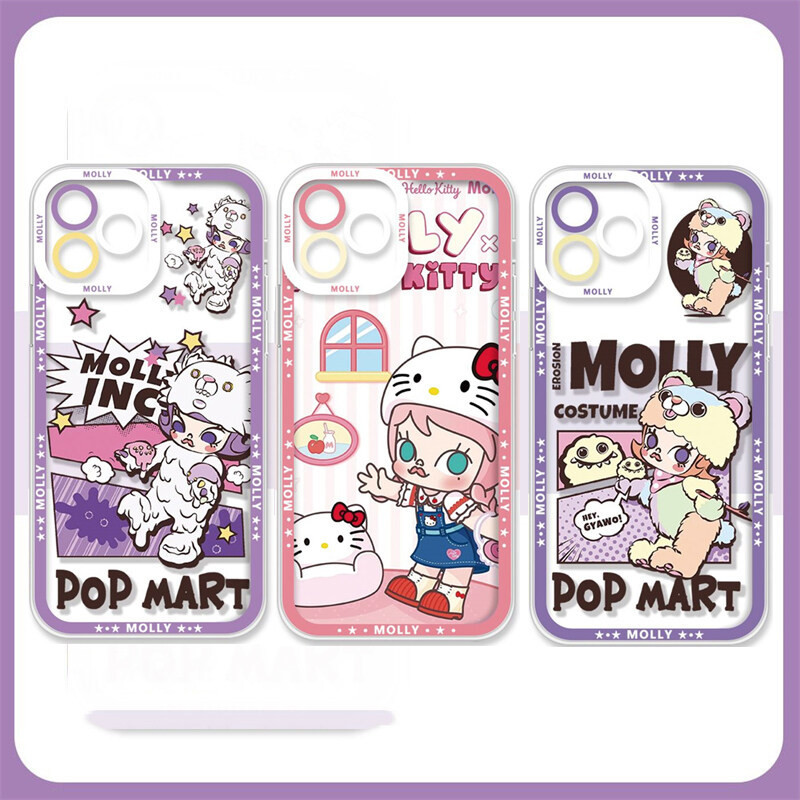 เคสโทรศัพท์มือถือ TPU ใส แบบนิ่ม ลายการ์ตูน POP MART Labubu Molly สําหรับ iPhone 11 12 13 14 15 Pro Max Plus Mini 6 6S 7 8 Plus XR XS Max X SE 2020