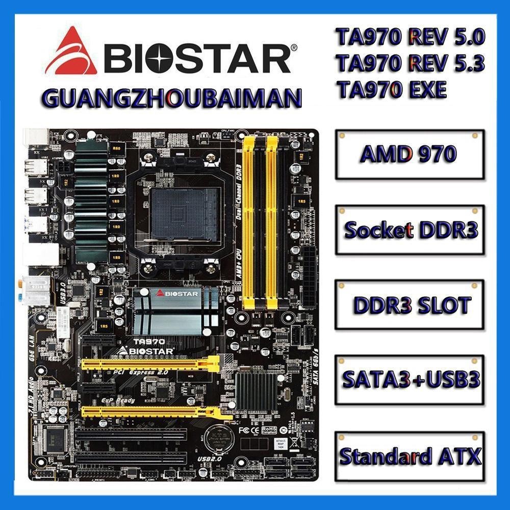เมนบอร์ดหน้าจอ Biostar TA970 REV5.0 TA970 REV5.3 TA970XE AM3 AM3+ AMD 970 ATX ไม่มี AMD 990