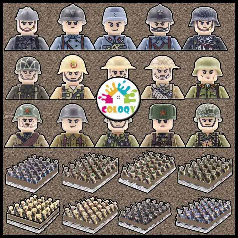 New Kids Building Block Toys Ww2 Military Figures Building Blocks National Army Soldiers Assembled B