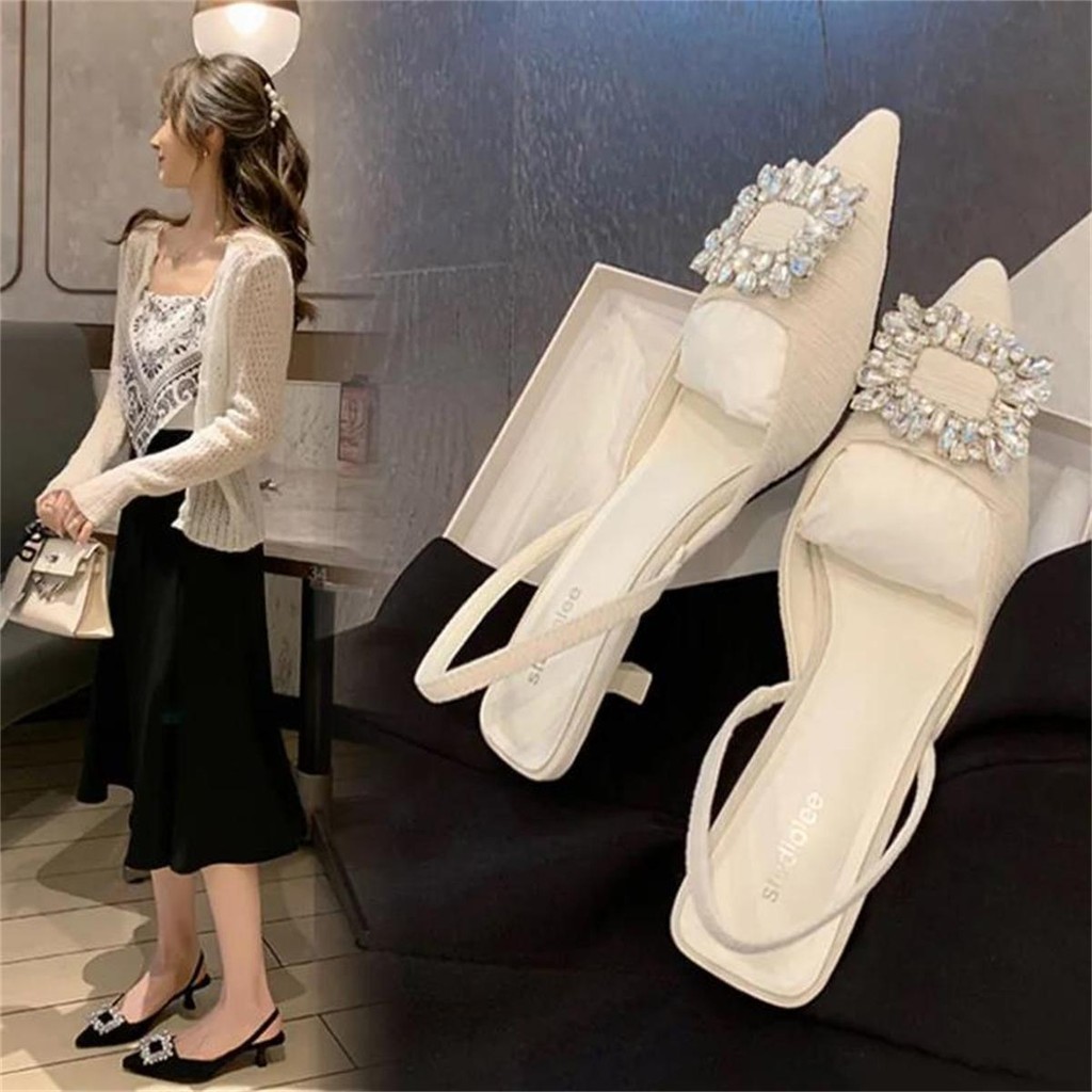 (พร้อมส่งจากไทย )#A62รองเท้าส้นสูงผู้หญิง สวยไม่เหมือนใคร ใส่สบาย ทนทาน สูง 2นิ้ว Size35-42 แฟชั่นผู้หญิง แมทช์ได้ทุกชุด