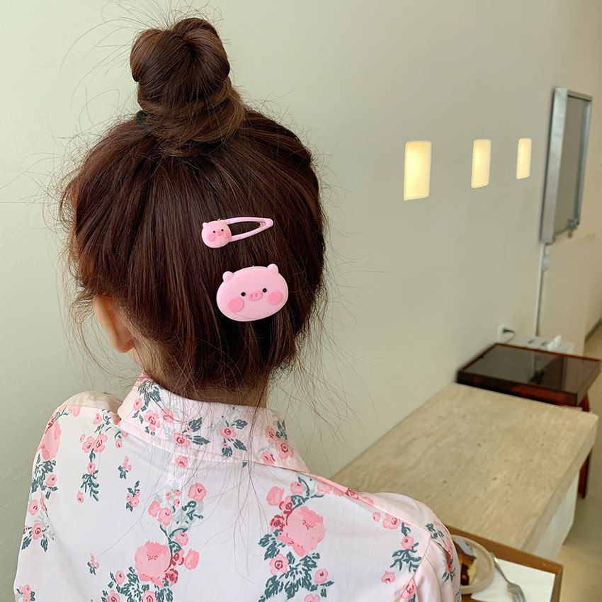 กิ๊บติดผม รูปหมูน่ารัก สีชมพู สไตล์เจ้าหญิง สําหรับเด็ก