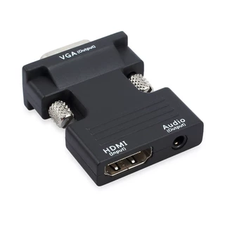 หัวต่อ HDMI ตัวเมีย เป็น VGA ตัวผู้ พร้อมอะแดปเตอร์เสียง รองรับเอาต์พุตสัญญาณ 1080P ใหม่