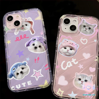 [โปรโมชั่น] เคสโทรศัพท์ลายลูกสุนัขและลูกแมว เคสน่ารัก For iPhone14 11 12 13 15 Pro Max X XR XS Max 6 7 8 14 16 Plus