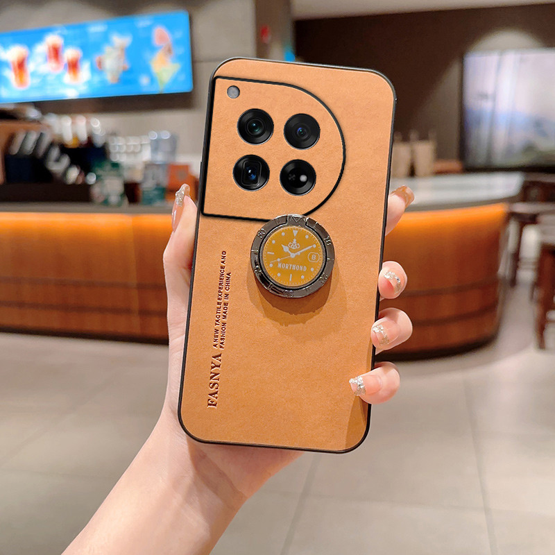 สําหรับ OnePlus 12 กรณีกันกระแทก PU Lerther นิ้วแหวนเคสโทรศัพท์สําหรับ OnePlus 12 ปกหลัง