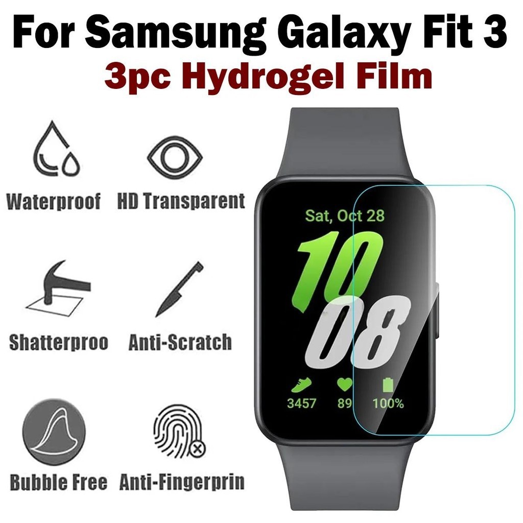 สําหรับ Samsung Galaxy Fit 3 HD ฟิล์มไฮโดรเจล สมาร์ทวอทช์ ป้องกันหน้าจอ สําหรับ Galaxy Fit3 นิ่ม TPU ใส อุปกรณ์ป้องกัน 3 ชิ้น
