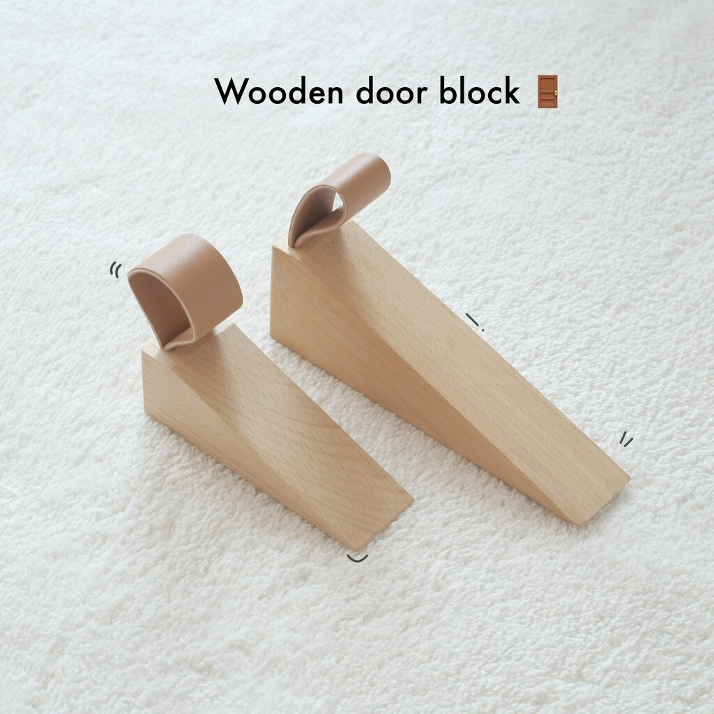 Omocha - Wooden door block ไม้กั้นประตู ที่กั้นไม้บีช ด้านล่างมีซิลิโคนกันลื่น