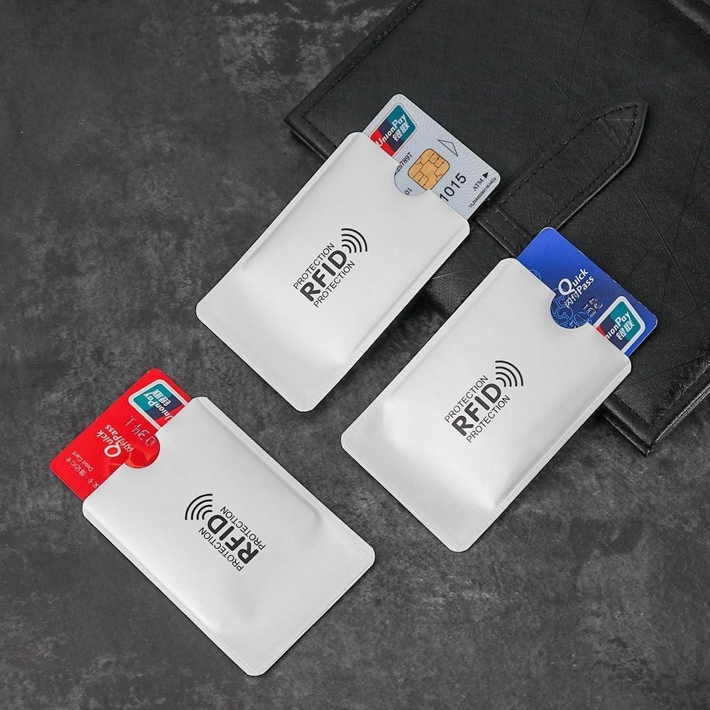UUMIR ปลอกบัตรเครดิต 5 ชิ้น, ที่ใส่บัตร RFID อลูมิเนียมความปลอดภัย, ล็อคตัวอ่านฝาครอบป้องกันการโจรกรรม