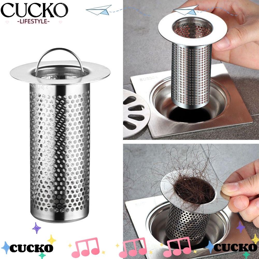 Cucko ตะแกรงกรองท่อระบายน้ํา สเตนเลส ป้องกันศัตรูพืชอุดตัน ทนทาน พร้อมที่จับ สําหรับห้องน้ํา ห้องครัว