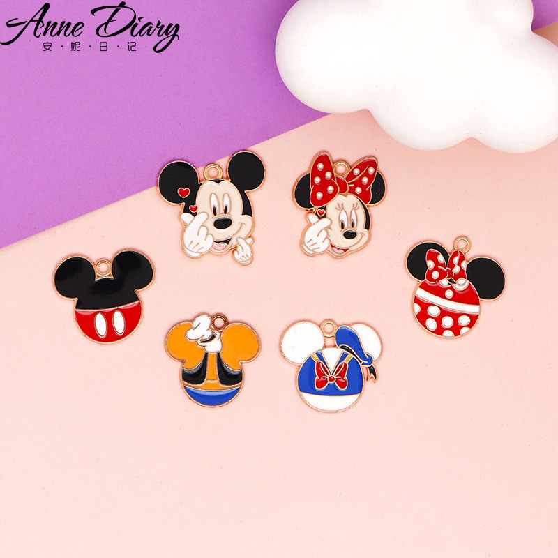 2 ชิ้น/ล็อตการ์ตูน Mickey & Minnie เคลือบโลหะผสมเคลือบจี้อุปกรณ์เสริม Charms สําหรับผู้หญิง, Key Chain/ต่างหู/สร้อยคอจี้ Handmade DIY เครื่องประดับ 036