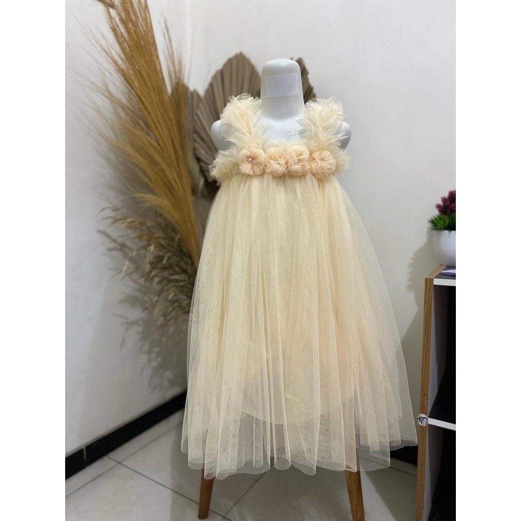 CREAM EVENT CHILDRENS DRESS TUTU DRESS NEW TODDLER GIRLS PARTY DRESS Casual Sweet Flowers
