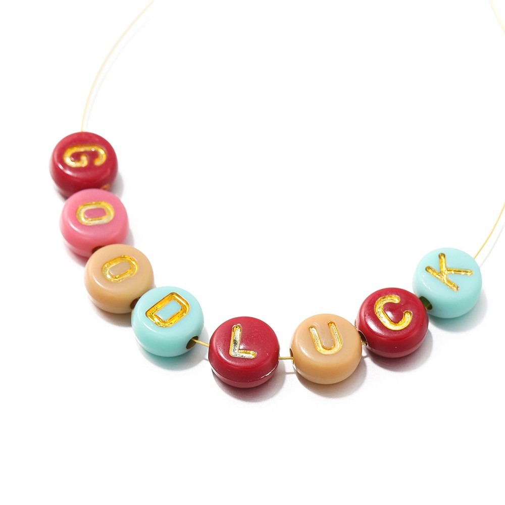 ลูกปัดตัวอักษรอะคริลิค A-Z 100 ชิ้น 7มม. พื้นหลังสีทอง สำหรับ DIY สร้อยคอ สร้อยข้อมือ - รูปที่ 6