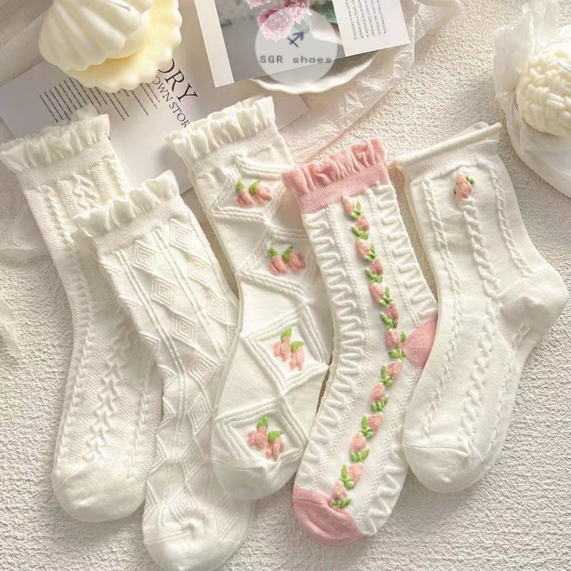 💕สปอตสินค้า💕ถุงเท้า Jk สีขาวน่ารัก สไตล์ญี่ปุ่น แฟชั่นโลลิต้า