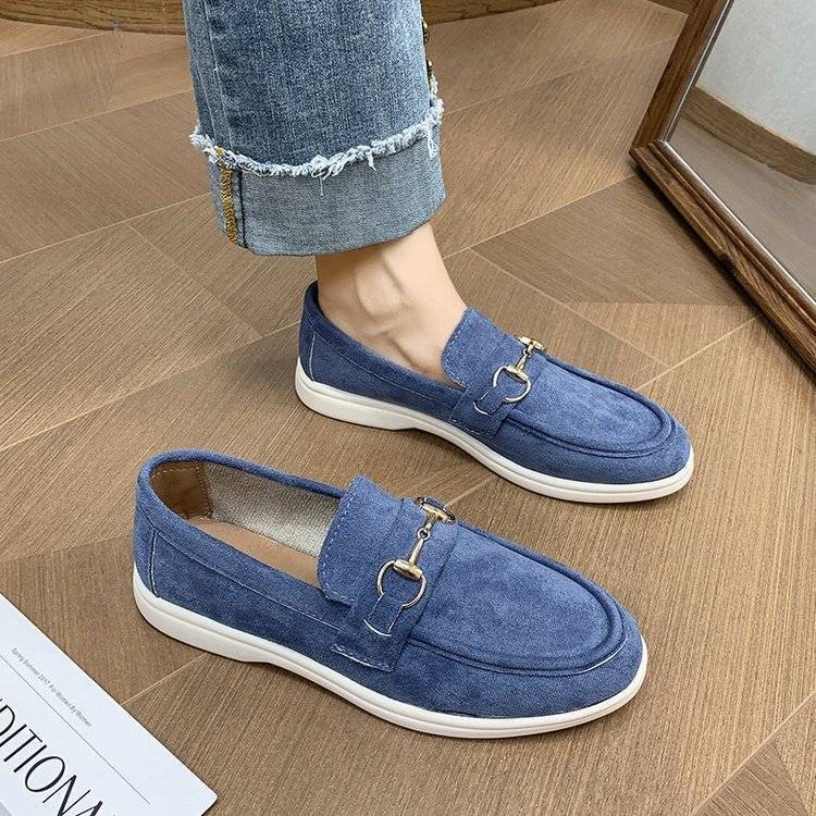 Loafer shoes Spring and Autumn New style British style lazy person single shoe metal buckle flat-soled comfortable bean shoes