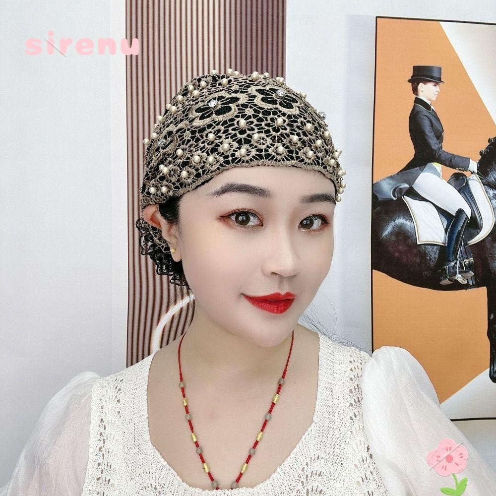 Sirenu Baotou หมวกมุสลิม ปักลายดอกไม้ ลูกไม้ แฟชั่นฤดูร้อน สําหรับผู้หญิง