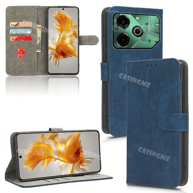 เคสโทรศัพท์มือถือหนัง PU ผิวด้าน ฝาพับ กันกระแทก พร้อมช่องใส่บัตร สําหรับ Tecno Pova 6 Pro 5G 2024 P