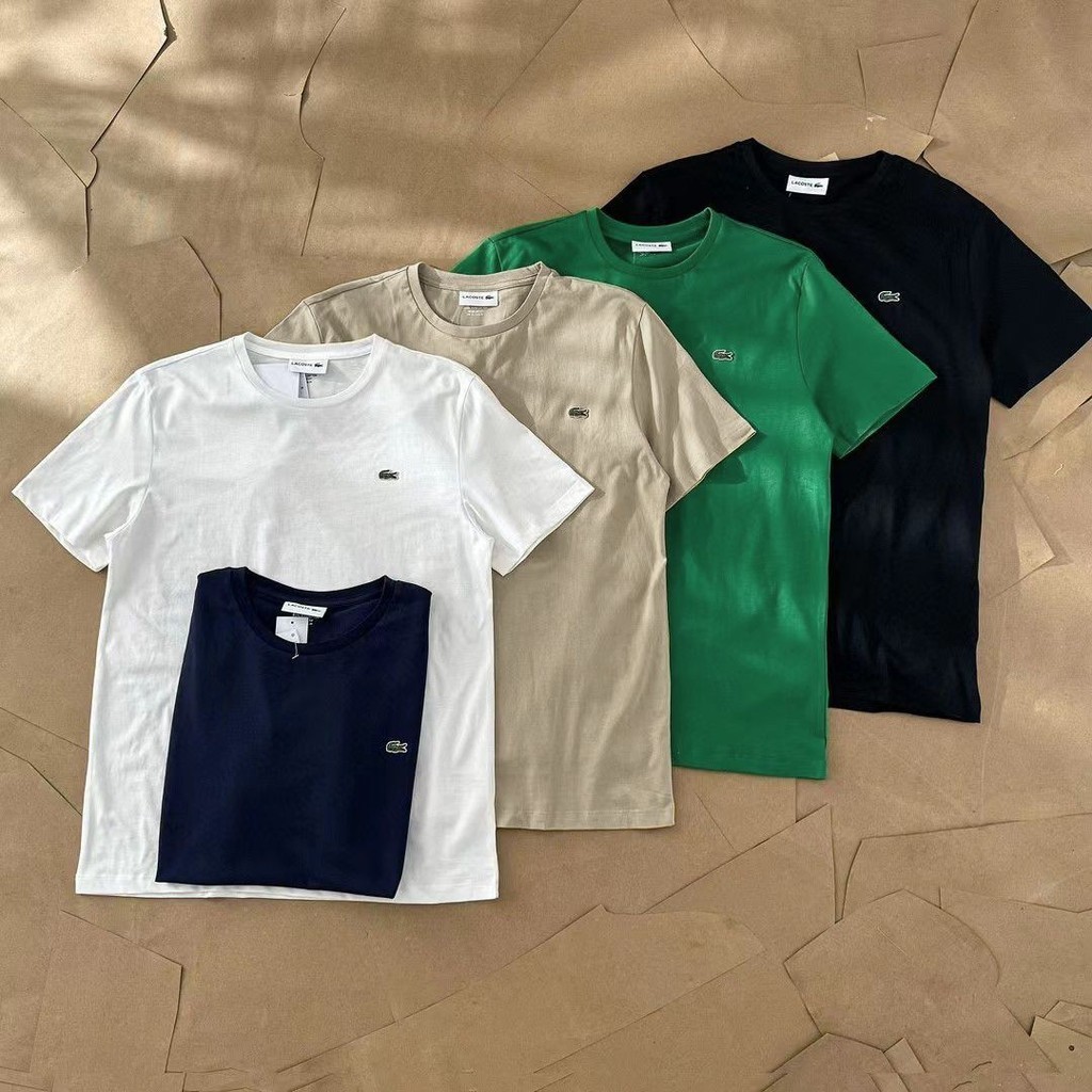 พร้อมส่ง เสื้อยืดแขนสั้นลําลอง คอกลม ผ้าฝ้ายแท้ ปักลายโลโก้ LAC ขนาดใหญ่ คุณภาพสูง แฟชั่นสําหรับผู้ชาย และผู้หญิง