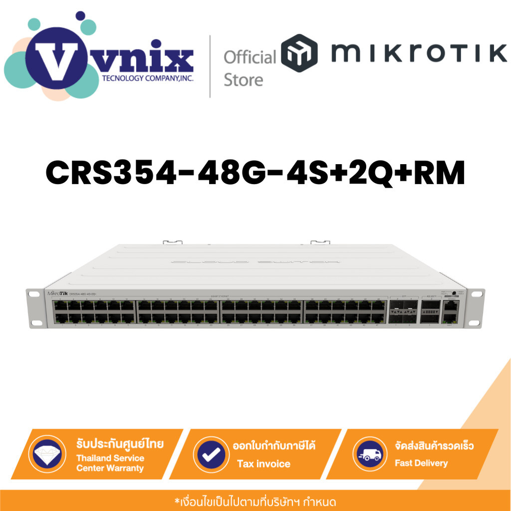 Mikrotik CRS354-48G-4S+2Q+RM สวิตช์เราเตอร์คลาวด์ By Vnix Group