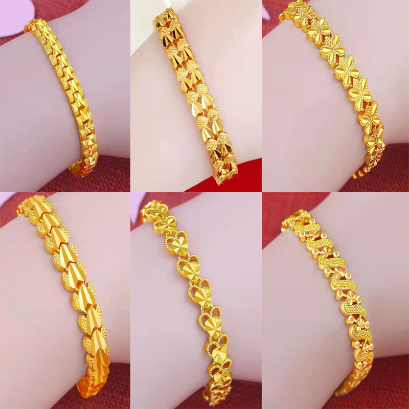 สร้อยข้อมือ ชุบทอง 24K จี้รูปดอกไม้ เหมาะกับของขวัญ สําหรับผู้หญิง กำไลทอง กำไลข้อมือ กําไล ข้อมือ