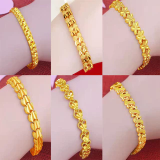 สร้อยข้อมือ ชุบทอง 24K จี้รูปดอกไม้ เหมาะกับของขวัญ สําหรับผู้หญิง กำไลทอง กำไลข้อมือ กําไล ข้อมือ