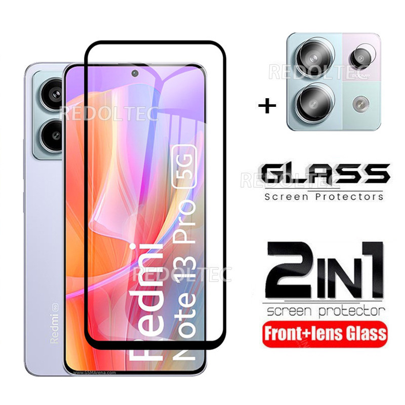 2 in 1 Redmi Note 13 13 Pro 4G 5G ฟิล์มกระจกนิรภัยกันรอยหน้าจอ พร้อมฟิล์มกันรอยเลนส์กล้อง สําหรับ Redmi Note 13 Note13 Note13Pro 13Pro 4G 5G