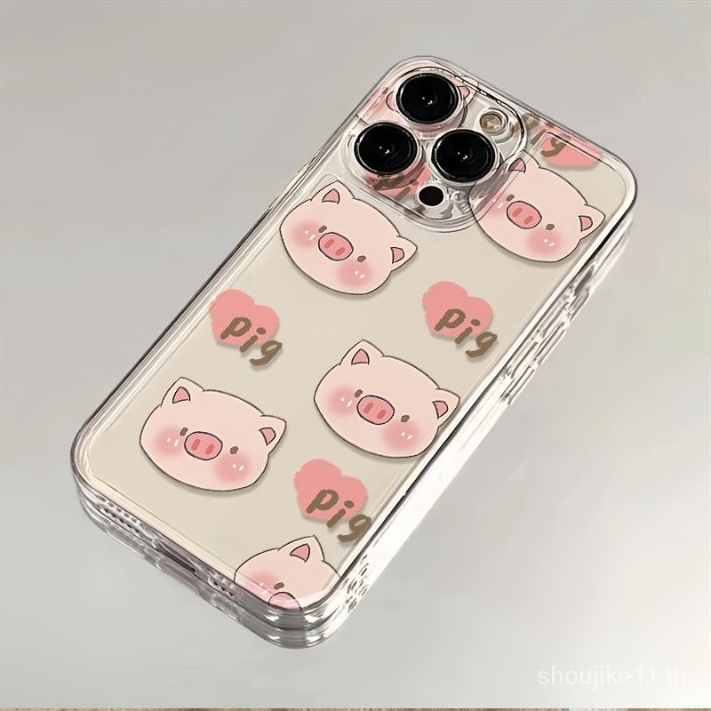 เคสโทรศัพท์มือถือ ยางนิ่ม แบบใส ลายการ์ตูนหมูสีชมพู สําหรับ Iphone 15 14promax 13pro 12 11 C53Y