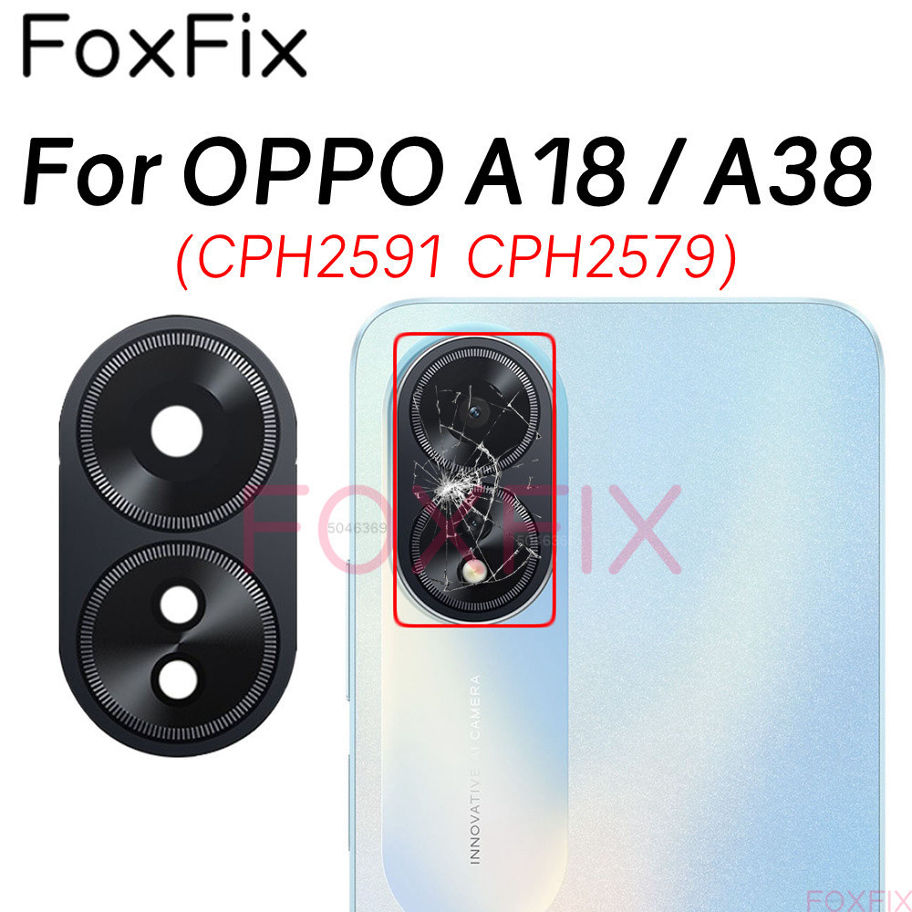 ฝาครอบเลนส์กล้องด้านหลัง พร้อมสติกเกอร์กาว แบบเปลี่ยน สําหรับ OPPO A18 A38 CPH2591 CPH2579