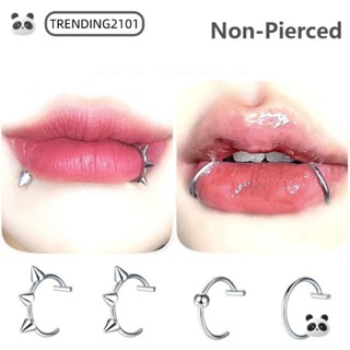 Trending2101 1PC Hoop Septum Rings, แหวนจมูกปลอมฮิปฮอปสแตนเล…