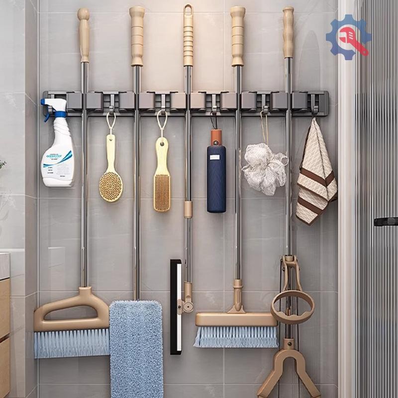 [GEX] Mop And Broom Storage Rack Mop Rack ติดผนัง Strong ไม้กวาด Mop Rack มาพร้อม Hook Storage Rack 