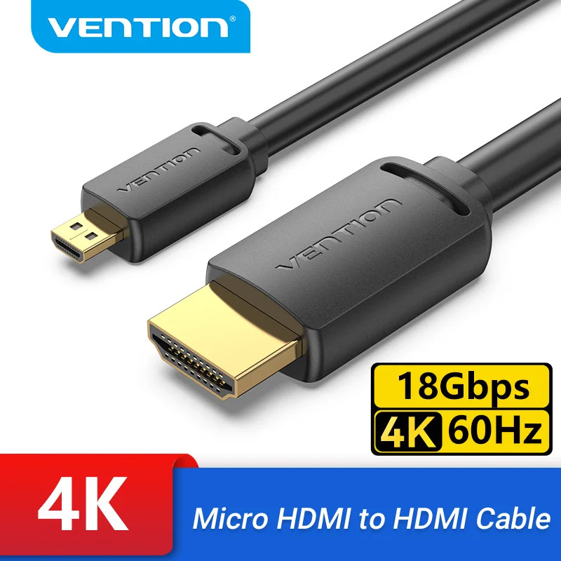 Vention สาย Micro HDMI to HDMI 4K Mini HDMI Male to Male สําหรับ GoPro Sony กล้อง แท็บเล็ต โปรเจคเตอร์ HDTV