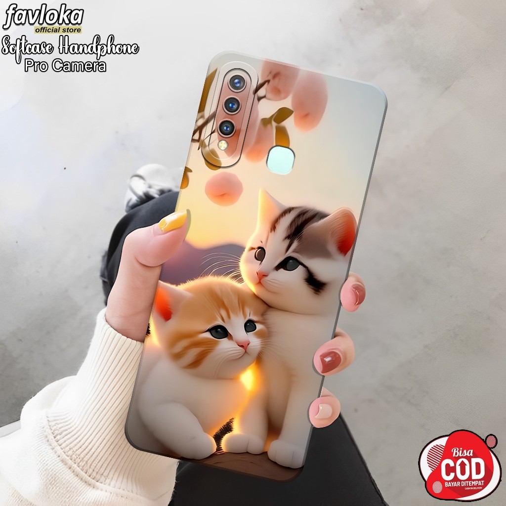 HP เคส VIVO Y19 ล่าสุด - เคสแมวแฟชั่น - VIVO Y19 Softcase - ซิลิโคนกล้อง Pro - เคส VIVO Y19 - อุปกรณ