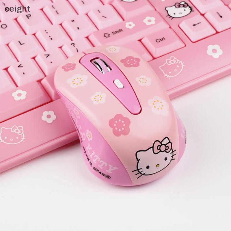 [ceight] 2.4g เมาส์คอมพิวเตอร์ไร้สาย Ergonomic Silent Creative Mouses Hallo Kitty เมาส์น่ารักสาวสีชมพูของขวัญสําหรับแล็ปท็อป PC MAC คอมพิวเตอร์ TH