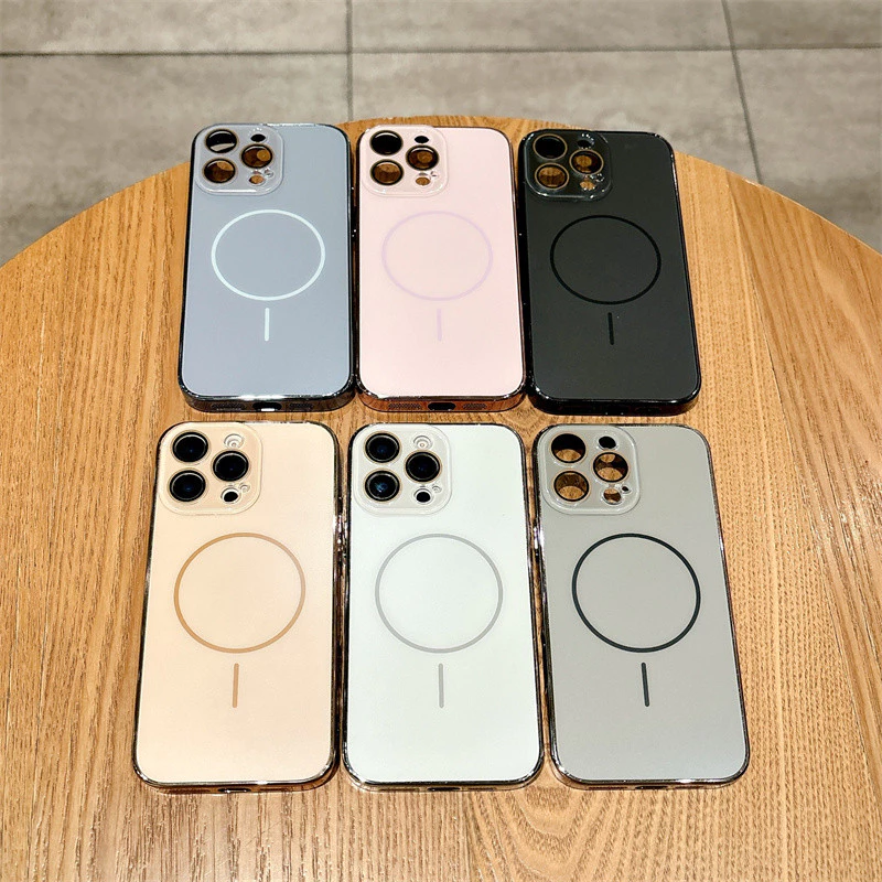ชุบแม่เหล็กชาร์จเคสโทรศัพท์สําหรับ iPhone 16 Pro Max กระจกนิรภัยเลนส์ป้องกันปกหลังสําหรับ iPhone 11 12 13 14 15 Pro Max
