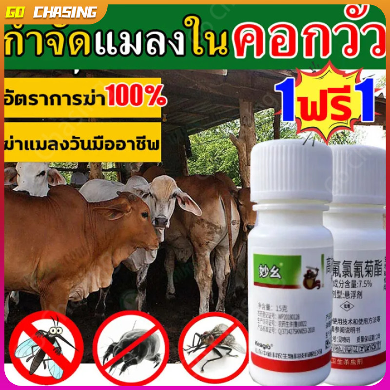 【ซื้อ1แถม1ยา】ไล่ยุงคอกวัว กำจัดแมลงวัน ยุง เห็บ มด เหา หมัด แมลง อัตราการฆ่า100% ยาไล่แมลงในวัว ฉีดในคอกสัตว์ได้