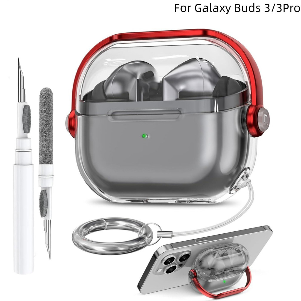 สําหรับ Samsung Galaxy Buds 3/Buds 3 Pro Case Clear Cover ใช้งานร่วมกับทําความสะอาดพร้อมพวงกุญแจสําห