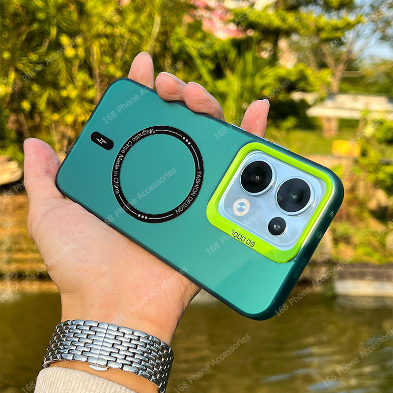 เคส OPPO Reno 13 13F Reno13 5G เคส OPPO Reno 13 Pro 5G เคสโทรศัพท์กันกระแทกแม่เหล็กไร้สายชาร์จนุ่มด้านซิลิโคนขอบแข็งแผ่นหลังกระเป๋าลมนิรภัยสีสันสดใส