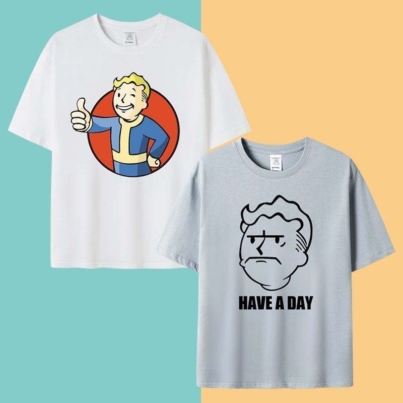 fallout 4เสื้อยืดแขนสั้น ผ้าฝ้ายแท้ ทรงหลวม ลายเกม Fallout Radiation 4 Shelter แฟชั่นฤดูร้อน สไตล์ เ