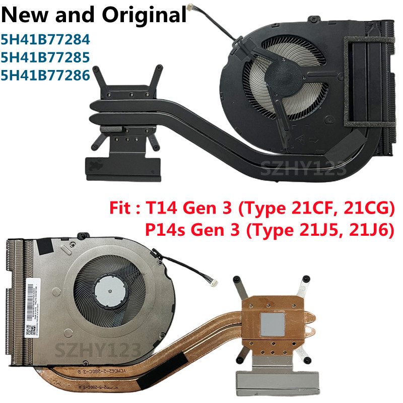 พัดลมใหม่ CPU Cooling Cooler ฮีทซิงค์สําหรับ Lenovo Thinkpad T14 P14s 3 Gen 4 แล็ปท็อป 5H41B77284 5H