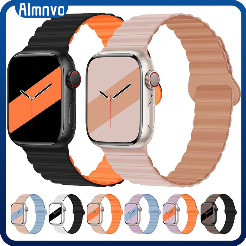สายซิลิโคนแม่เหล็ก for Iwatch Ultra/SE 3 2 49 มม 41 45 44 40 38มม Smartwatch Apple Watch Series 11 10 9 8 7 6 42/46 มม