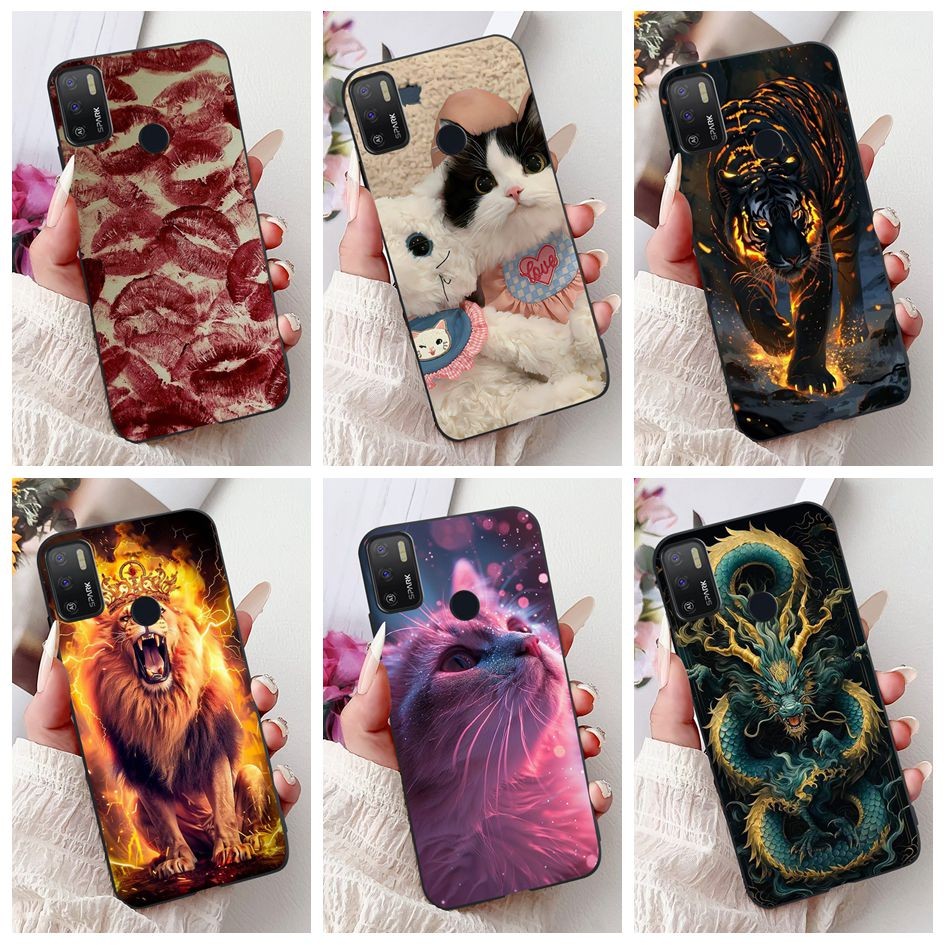 สําหรับ Tecno Spark 5 Air KD6a กรณี Spark 6 Air KE6 KE6j KF6 ฝาครอบ Cool Lion Dragon Cat เกราะป้องกันสําหรับ Spark5Air Capa