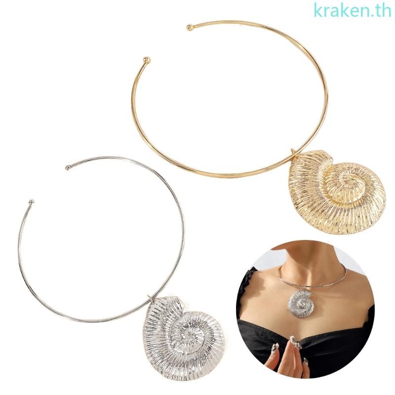 Kra เปลือกหอยสร้อยคอ Exaggerate ปลาดาว Choker Chain Y2K Beach Collar สําหรับผู้หญิงวัยรุ่นชายหาดวันหยุดสร้อยคอ Decorat