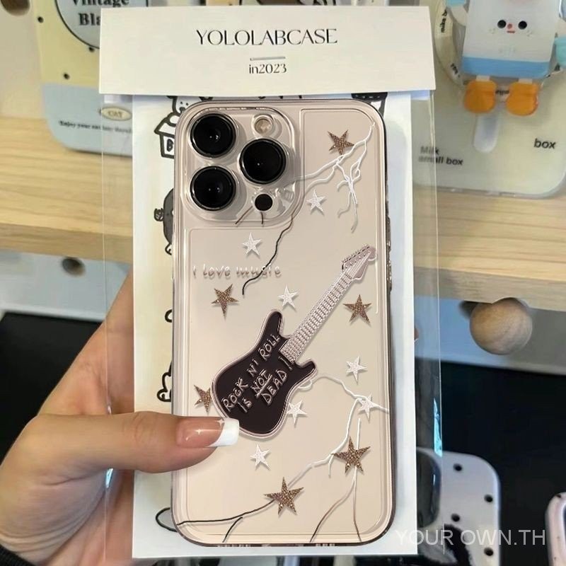 เคสโทรศัพท์มือถือนิ่ม ลายอวกาศกีตาร์ สีเงิน ทอง สําหรับ Apple Iphone 15 14 12 1311 12 11promax xsmax xs xr 5R0F