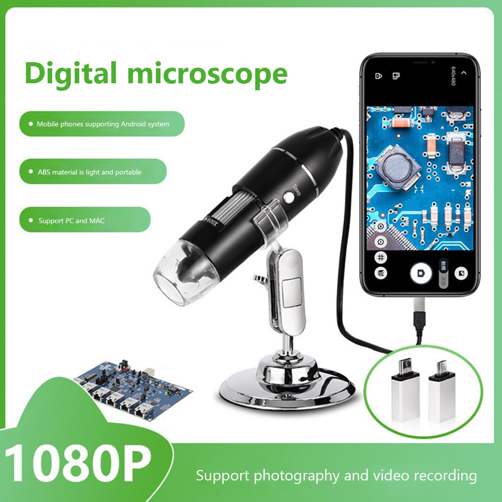 กล้องส่องขยายไมโครสโคป ขยาย 1600X 8 LED 3in1 กล้องขยายซูม ไมโครสโคปแบบดิจิตอลมือถือ คอม กล้องส่องพระ Endoscope