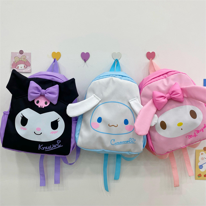 Cinnamoroll Melody Kuromi Sanrio Nylon School Backpack กระเป๋าสําหรับผู้ใหญ่และเด็กผู้หญิง KK